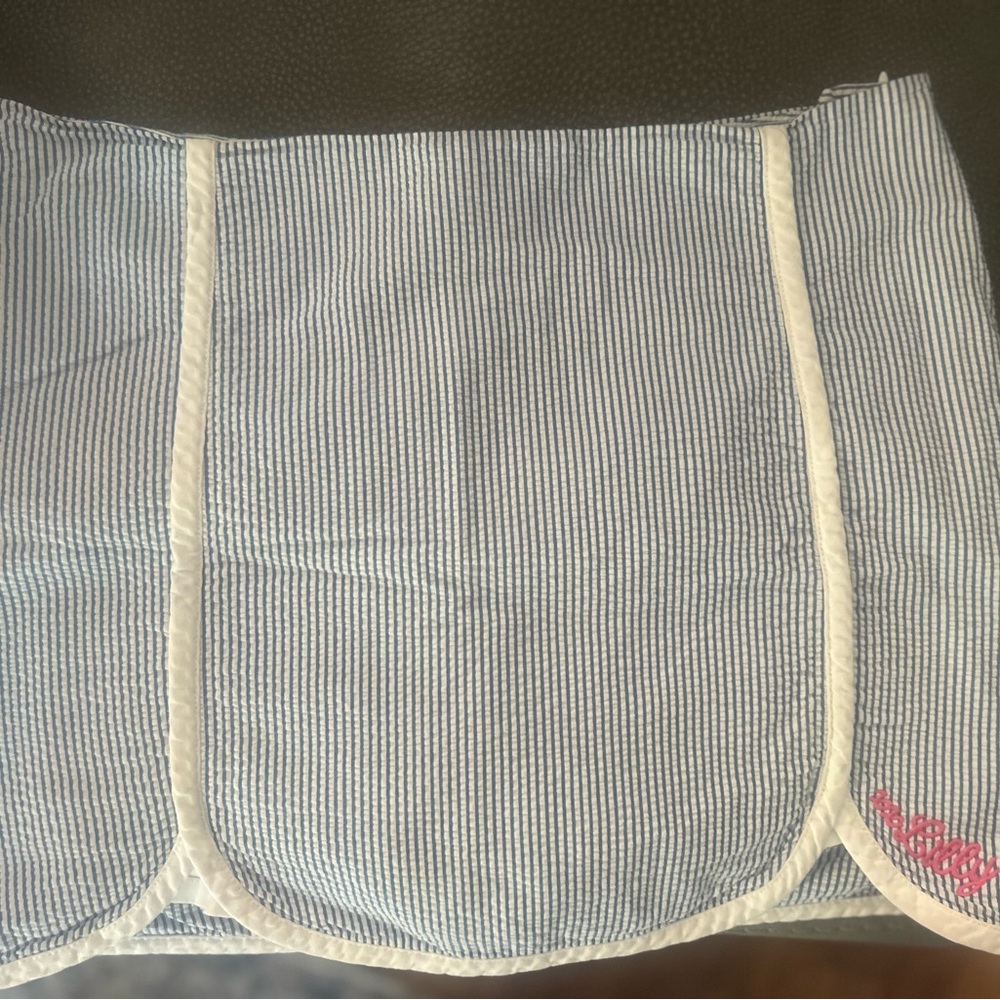 Lilly Pulitzer Blue and White Skorts with Scalloped Hem